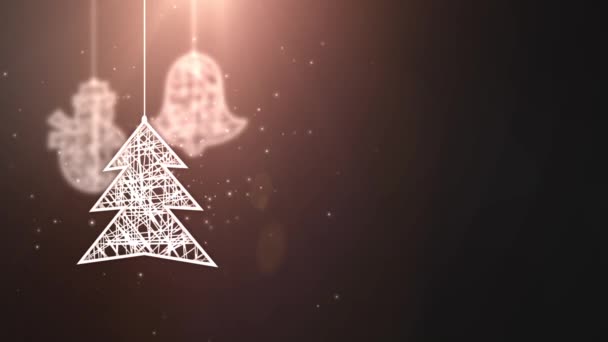 白皮书圣诞树标志下降节日季节性庆祝占位符黑色背景 — 图库视频影像