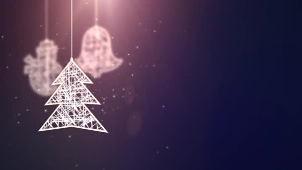 白皮书圣诞树标志下降节日季节性庆祝占位符蓝色背景 — 图库视频影像