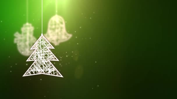 Bianco carta Natale albero segni cadere festivo stagionale celebrazione segnaposto verde sfondo — Video Stock