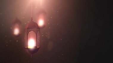 Ramazan mum fener dize siyah arka plan animasyon üzerinde asılı aşağı düşüyor