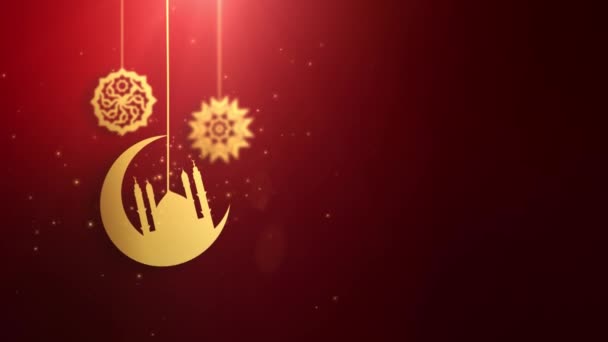 Ramadan ramazan eid mubarak arabische Symbole auf rotem Hintergrund — Stockvideo