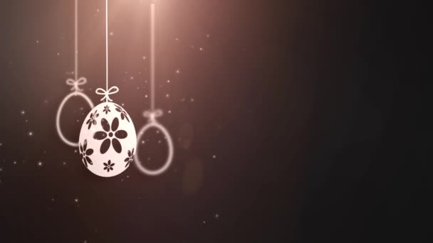 Siyah arka plan ile animasyonlu Mutlu Paskalya kağıt asılı Paskalya yumurtaları. — Stok video