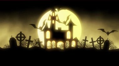 uçan yarasalar Cadılar Bayramı ile korkunç perili ev animasyon