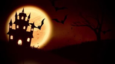 ürkütücü bir perili ev Jack-o-lantern Halloween pumpkins ile animasyon