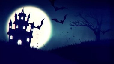 ürkütücü bir perili ev Jack-o-lantern Halloween pumpkins ile animasyon