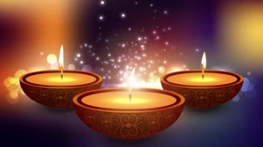 Dini bir Festival Diwali mutlu Diwali Hint Tapınağı. Yağ lambası animasyon sıcak bokeh arka plan ile