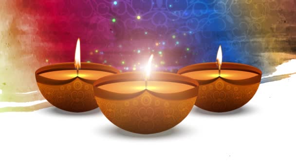 Fiamma Candela Festival Religioso Diwali Lampada Olio Bellissimo Candeliere Tradizioni — Video Stock