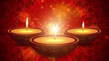 Dini bir Festival Diwali mutlu Diwali Hint Tapınağı. Yağ lambası animasyon sıcak bokeh arka plan ile