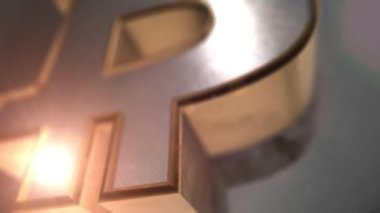 Parlak 3d bitcoin simgesi animasyon ile derinliği alan Finansal arka plan