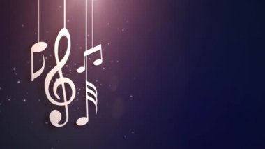 Akan dizeleri asılı ve tavan animasyon düşen müzik notlar
