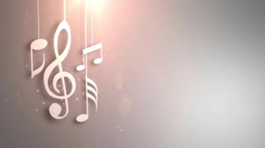 Akan dizeleri asılı ve tavan animasyon düşen müzik notlar