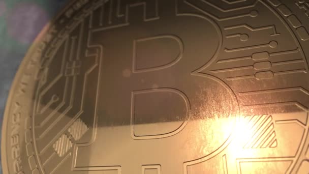 暗号通貨ビットコイン コイン 3 d レンダリング blockchain — ストック動画