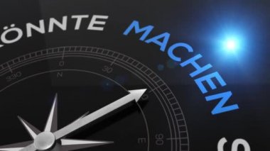 Almanca bir metnin ile pusula Koennte Sollte Wuerde Machen anlamı mi İngilizce mavi parlak arka planda