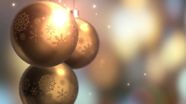 Decorazione di Natale e Capodanno. Astratto Golden Blurred Bokeh Holiday Background. Luci dell'albero di Natale scintillante . — Video Stock