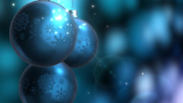 Christmas and New Year Decoration. Abstract Blue Blurred Bokeh Holiday Background. Christmas Tree Lights Twinkling. — Stock Video