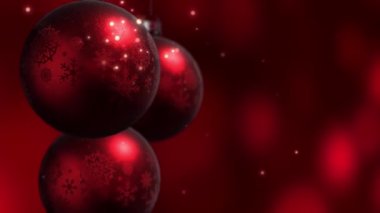 Noel ve yeni yıl dekorasyon. Soyut Kırmızı Bokeh tatil arka plan bulanık. Pırıltı Noel ağacı ışıkları.