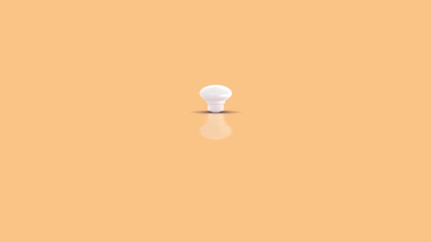 Bolbo branco Jumpin para câmera e iluminação contra fundo pastel laranja — Vídeo de Stock