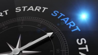 Metin ile başlamak doğru yolu, kavram iyi yön mavi parlak arka plan için video pusula