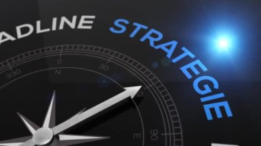 Metin ile - Strategie - Almanca kelime stratejisi - doğru yolu, kavram iyi yön mavi parlak arka plan için video için pusula