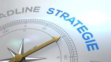 Metin ile - Strategie - Almanca kelime stratejisi - pusula doğru yolu, kavram iyi yönde beyaz parlak arka plan için video