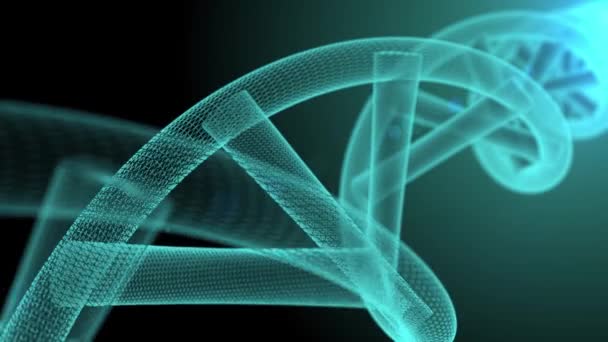 Animación de ADN azul con fondo azul bokeh — Vídeo de stock