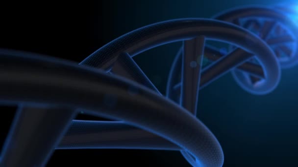 Animazione del DNA blu con sfondo blu bokeh — Video Stock