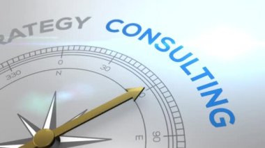 Metin ile pusula danışmanlık doğru yolu, kavram iyi yönde beyaz parlak arka plan için video