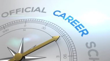 Metin ile doğru kariyer kavramı iyi yönde beyaz parlak arka plan için video pusula