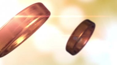 güzel sarı bokeh arka plan ile birlikte birleştirme 2 altın düğün yüzük