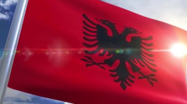 Arnavutluk animasyon bayrağı sallayarak