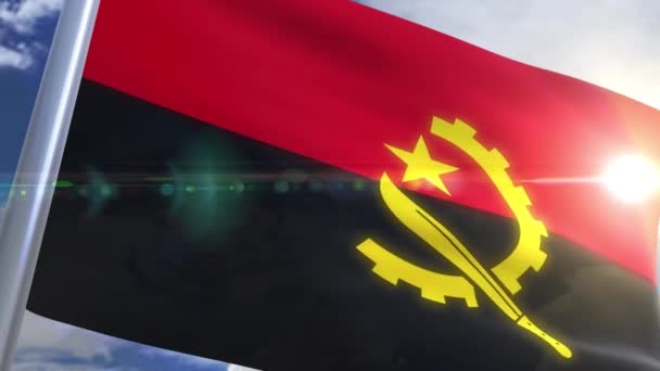 Angola animasyon bayrağı sallayarak — Stok video