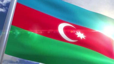 Azerbaycan animasyon bayrağı sallayarak