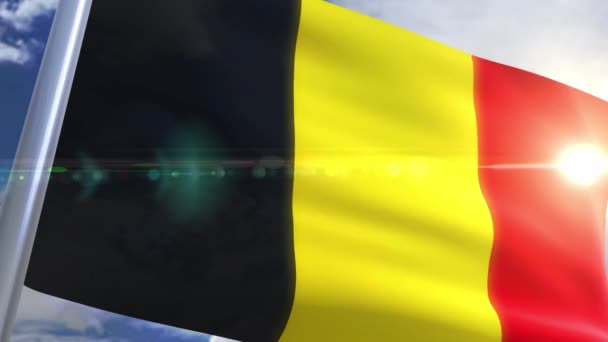 Wapperende vlag van België animatie — Stockvideo