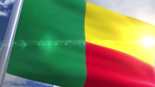Viftande flagga Benin Animation — Stockvideo