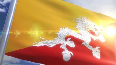 Bhutan animasyon bayrağı sallayarak