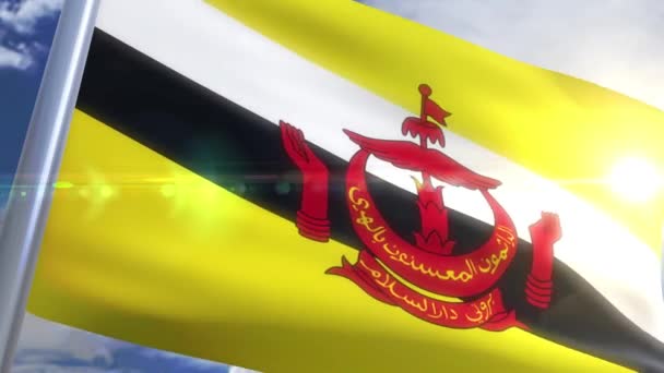 Sventolando bandiera del Brunei Animazione — Video Stock