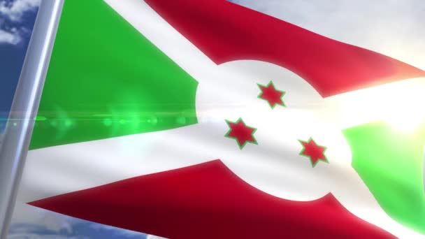 Burundi animasyon bayrağı sallayarak — Stok video