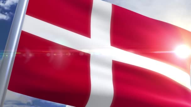 Animação Bandeira Dinamarca Ângulos Câmera Diferentes Fundos Diferentes — Vídeo de Stock