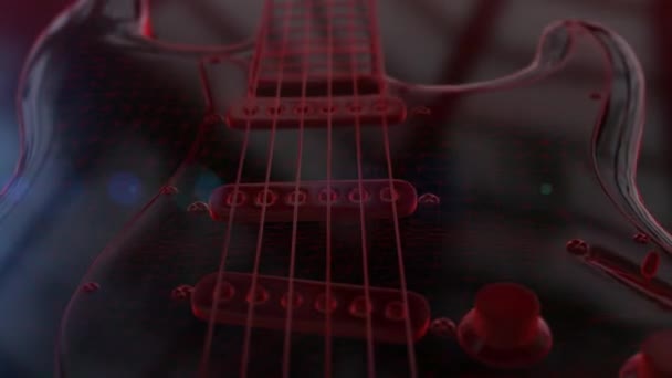 Animación de la guitarra eléctrica roja del wireframe 3D — Vídeo de stock