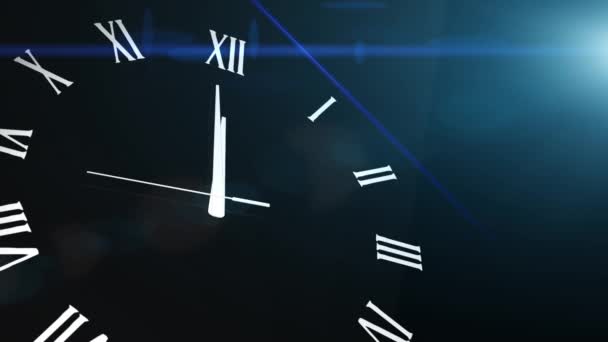 Clock Countdown Ticking Midnight 20 seconds with black background — Stock Video