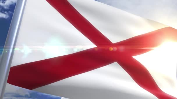 Ondeando la bandera del estado de Alabama, EE.UU. — Vídeos de Stock