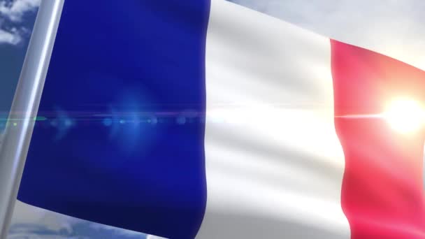 Sventolando bandiera della Francia Animazione — Video Stock