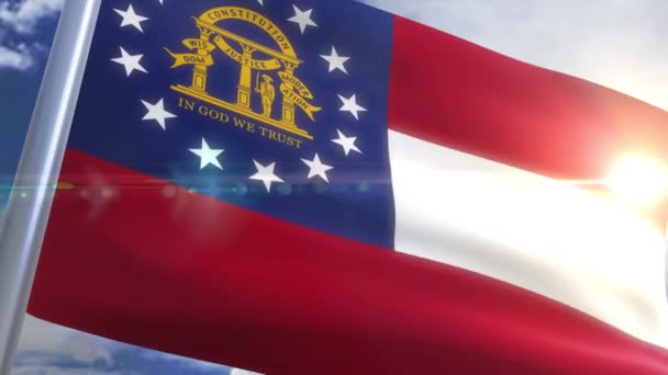 Viftande flagga av delstaten Georgia, Usa — Stockvideo
