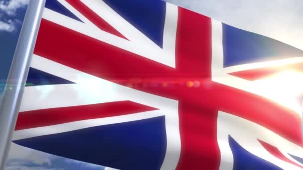 İngiltere'de Büyük Britanya'nın animasyon bayrağı sallayarak — Stok video