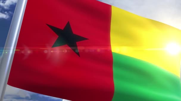 ギニア ギニアビサウ アニメーションの旗を振っています。 — ストック動画