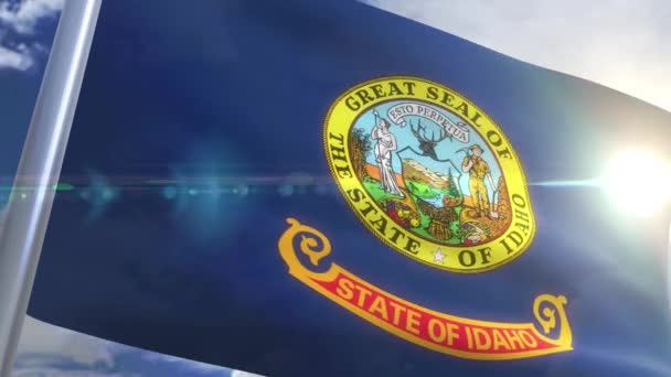 Ondeando la bandera del estado de Idaho, EE.UU. — Vídeo de stock