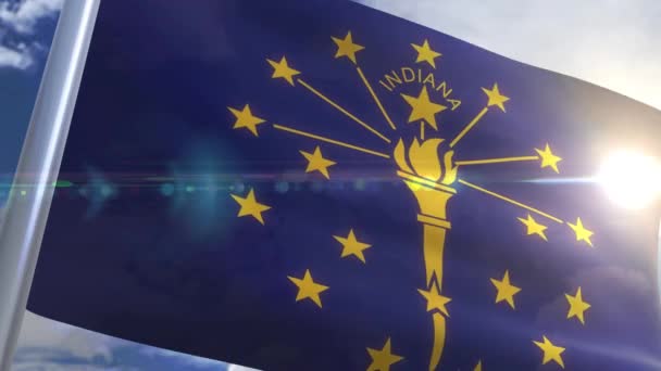 Ondeando la bandera del estado de Indiana EE.UU. — Vídeos de Stock