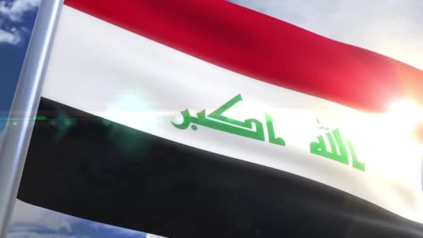 Vlající vlajka Iráku animace — Stock video