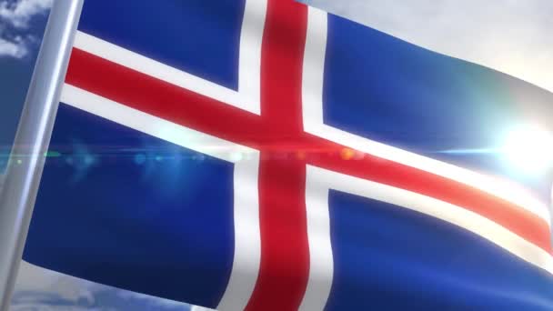 Κυματίζει σημαία της Ισλανδίας Animation — Αρχείο Βίντεο