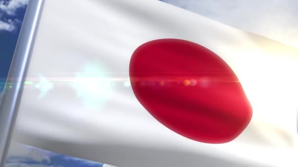 Japonya animasyon bayrağı sallayarak — Stok video
